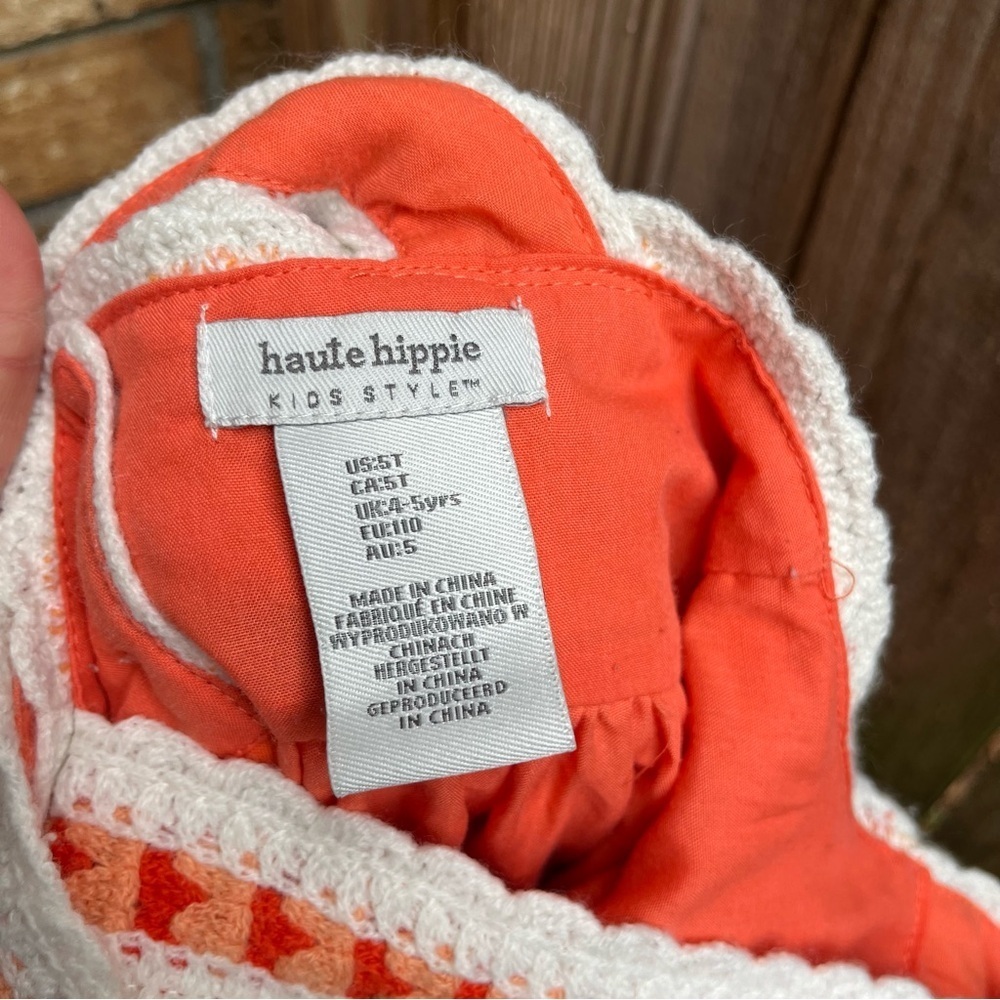 Haute Hippie Orange and White Crochet Kids Dress - Picture 3 of 3